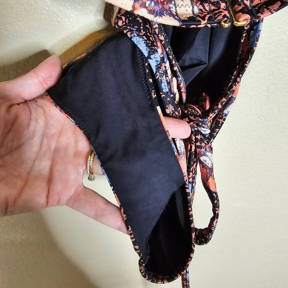 Cleobella Tonne One Piece Swimsuit Calista Floral Cutout Halter Wrap Medium